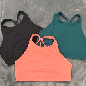 Old Navy Black, Teal, and Coral Sports Bras